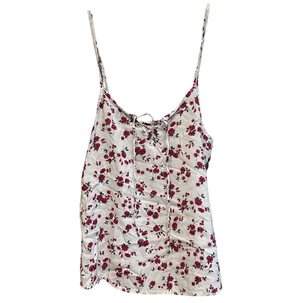 Hollister Cami Top Women XS Cottage Floral Lace Up Flowy Tank Adjustable Strap